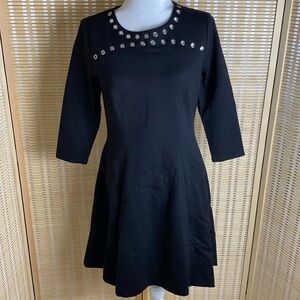 🔶Carmen Marc Valvo Black Grommet Detail A line Dress Size 6